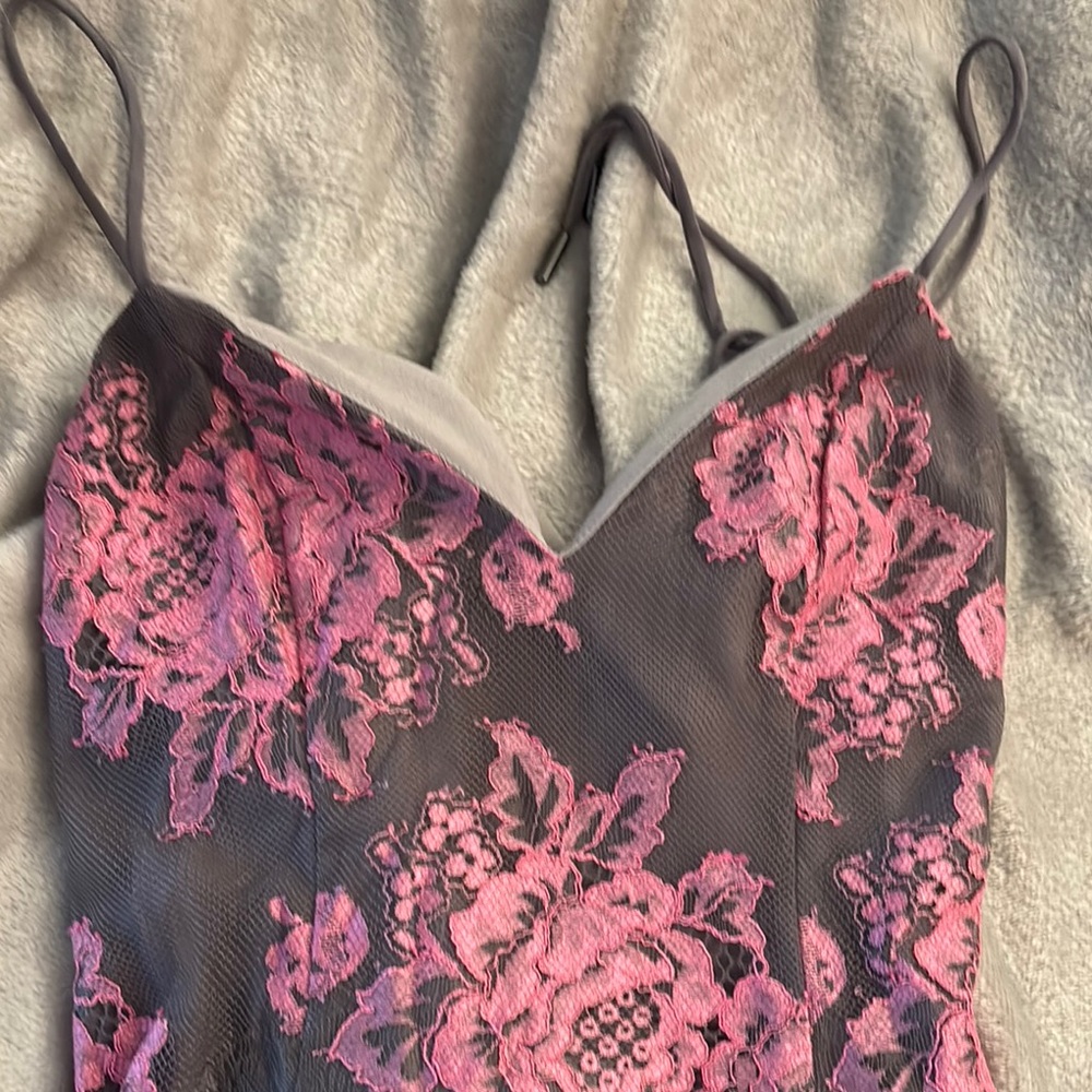NBD Floral Lace Maxi Dress in Pink and Black - Picture 3 of 5